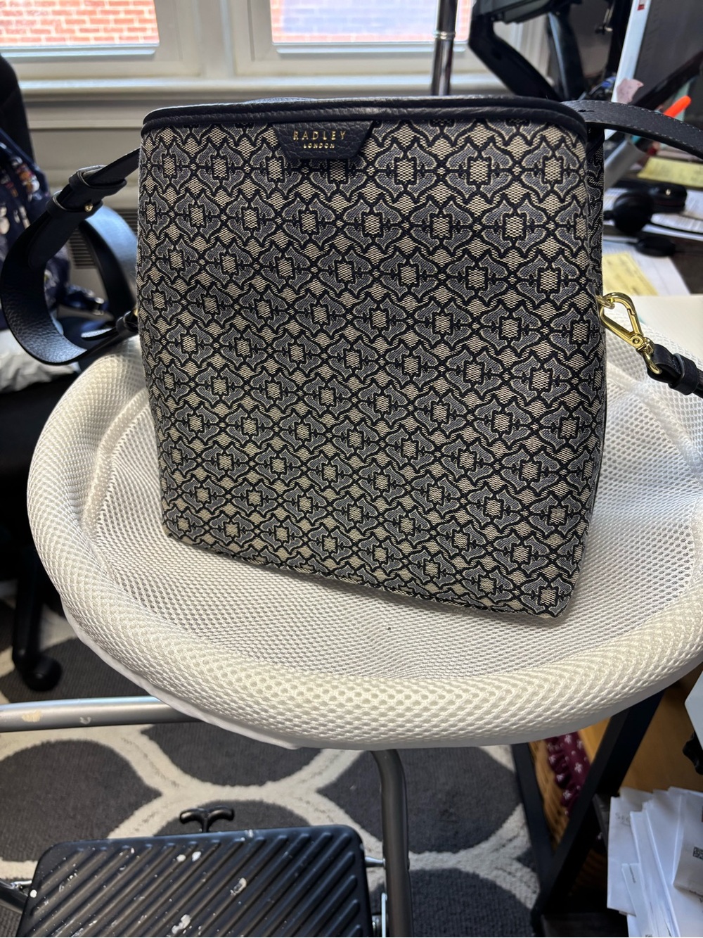 RADLEY LONDON Navy and Cream Geometric Crossbody Bag